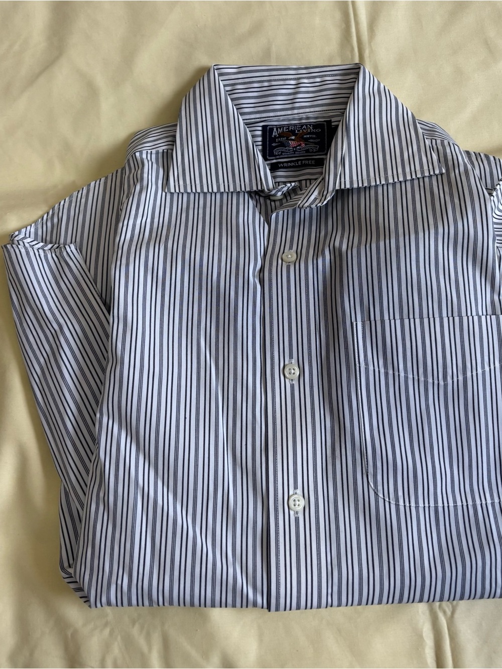 American Living Men's Black & White Striped Dress Shirt